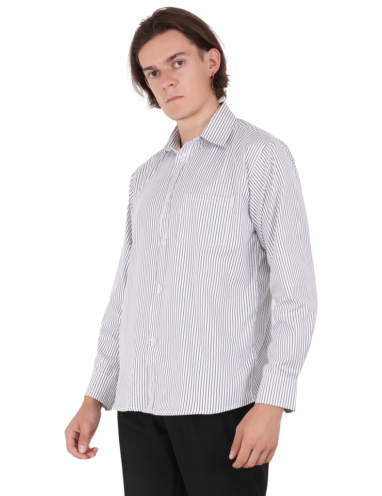 Formal Shirt 103 (White with Black Lines)