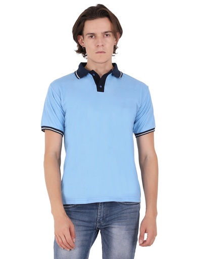 Polo T-Shirt 106 (SkyBlue with N.Blue Border)